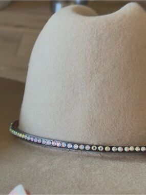 Rhinestone Trim Cream Women's Felt Hat